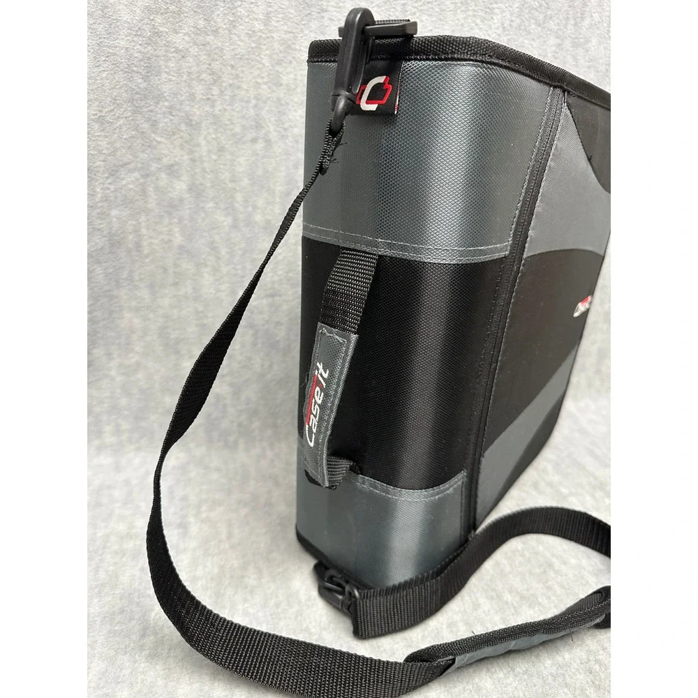 Case-it Zipper Binder Black Gray 3 Ring Expandable Shoulder Strap Handle